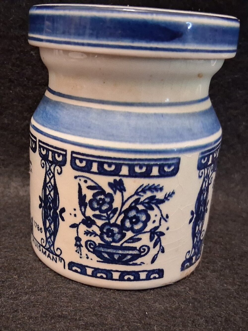 Vintage Delft Blue Zaanse Mosterd Jar - Windmill "De Huisman" with Cork Lid - Picture 3 of 10
